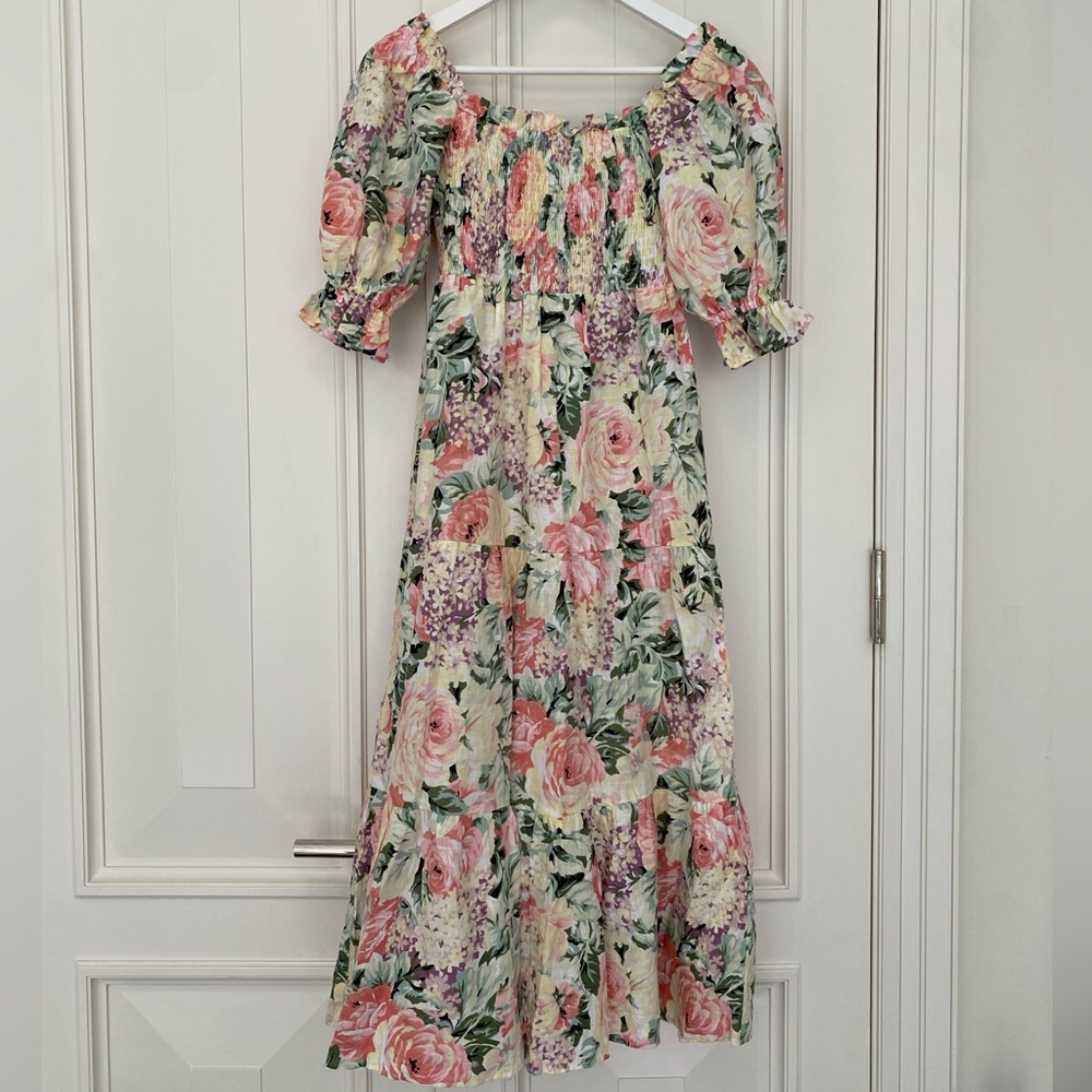 Faithfull The Brand Linen Midi Dress (Size 2)